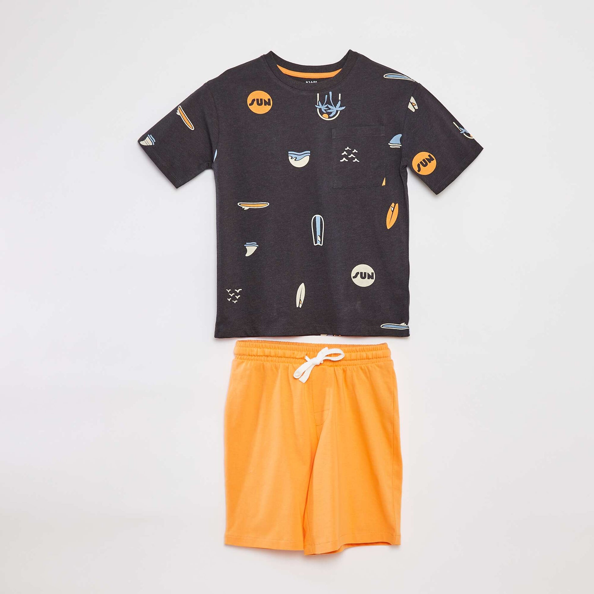 2-piece short pyjama set - printed T-shirt + shorts GREY