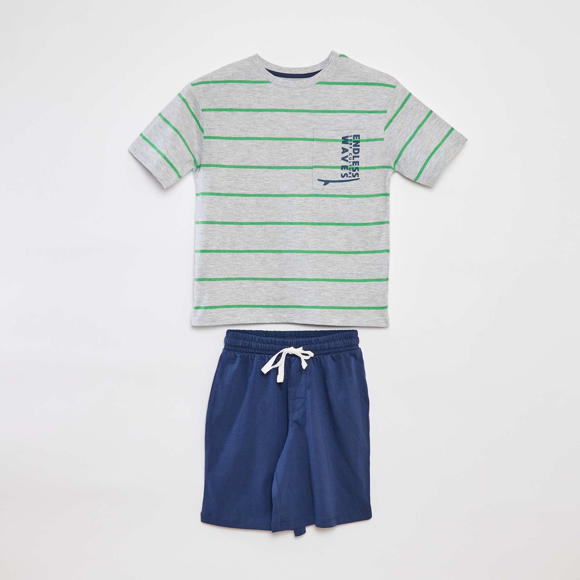 2-piece short pyjama set - printed T-shirt + shorts GREY