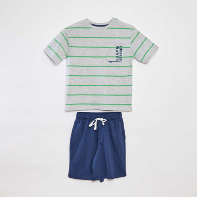 2-piece short pyjama set - printed T-shirt + shorts GREY