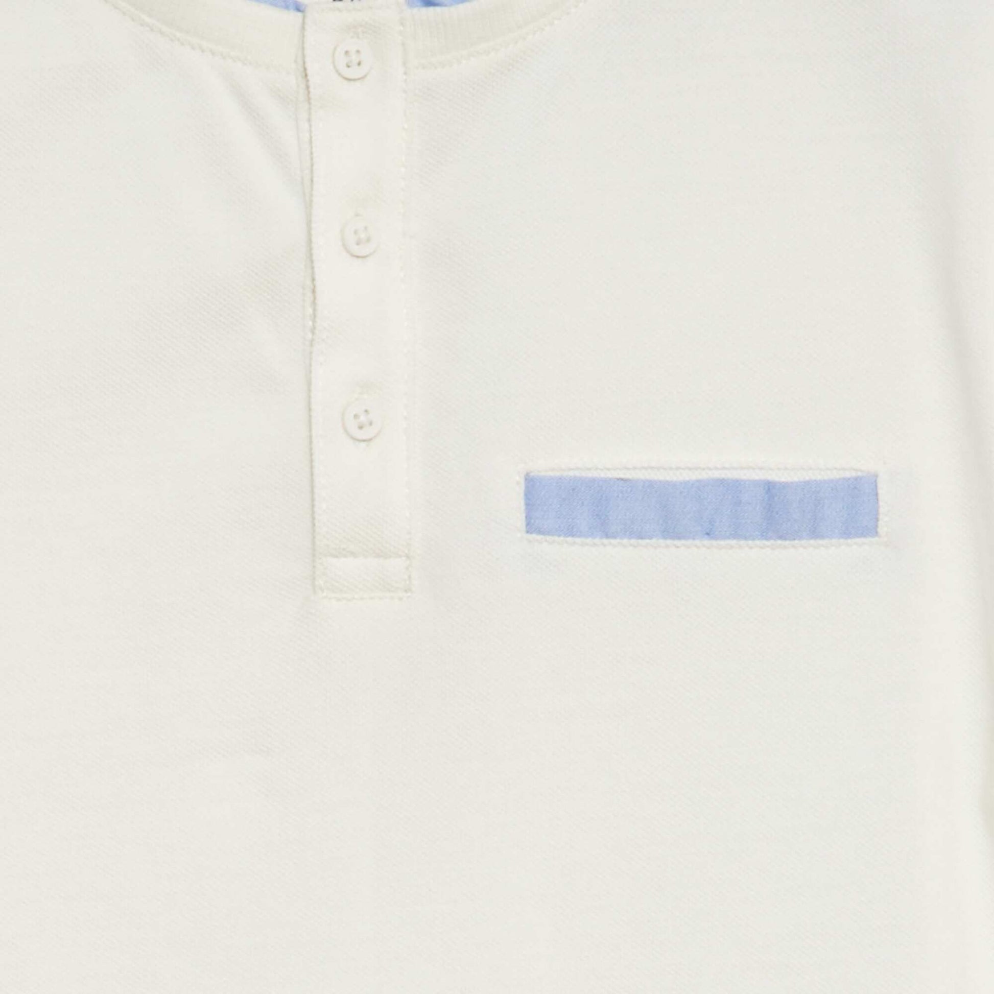Cotton piqué polo shirt with mandarin collar WHITE