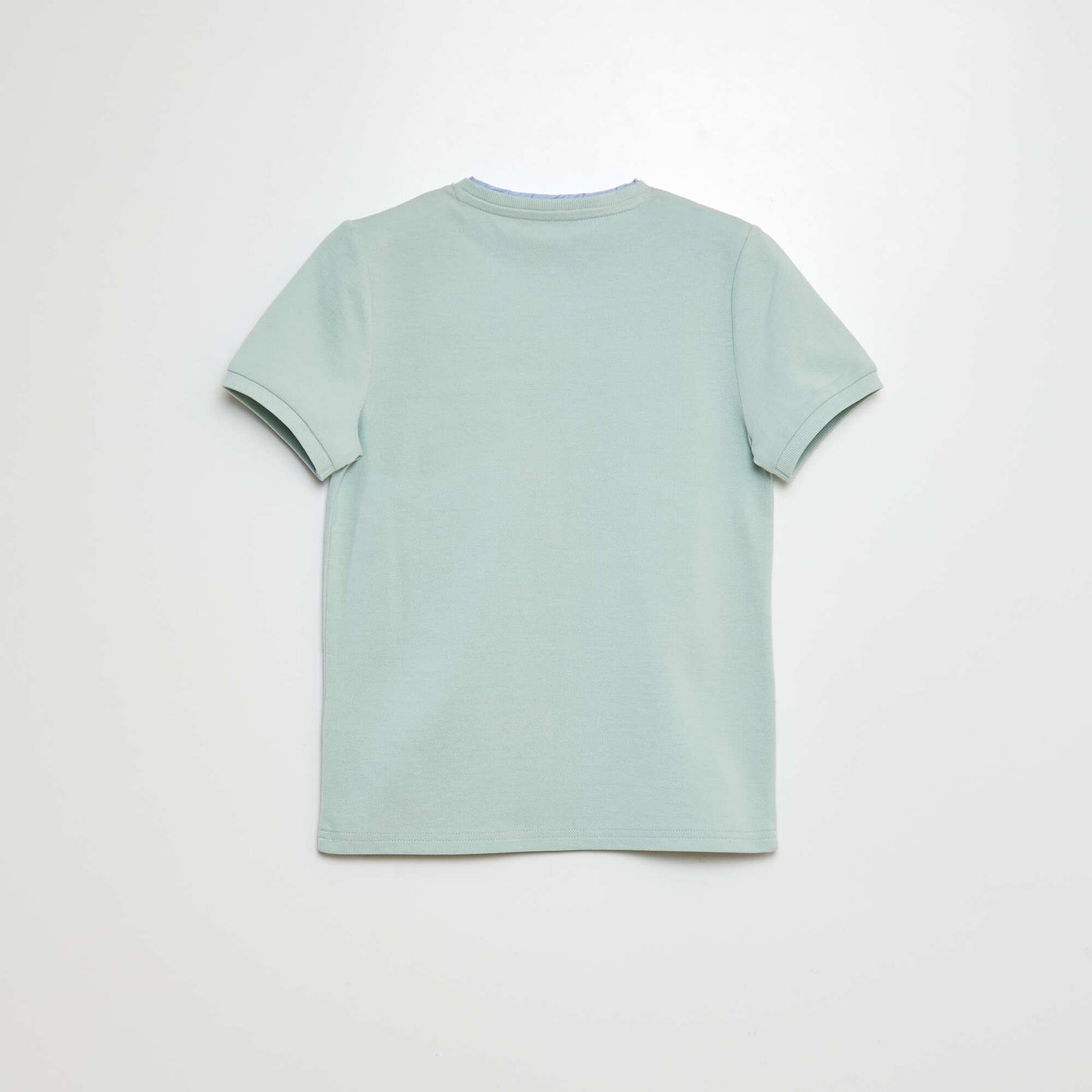 Cotton piqué polo shirt with mandarin collar BLUE