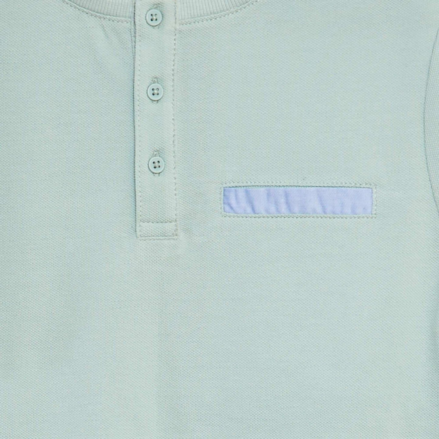 Cotton piqué polo shirt with mandarin collar BLUE