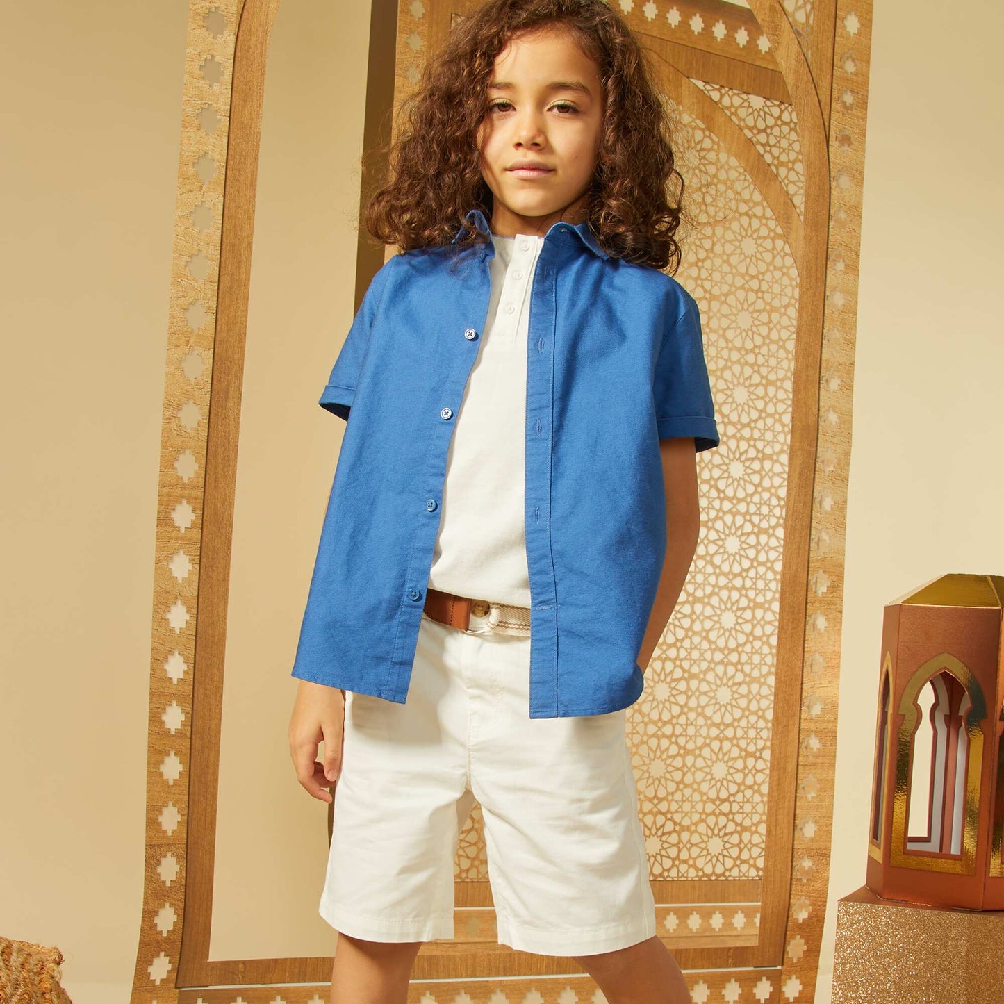 Lightweight Bermuda shorts with belt WHITE