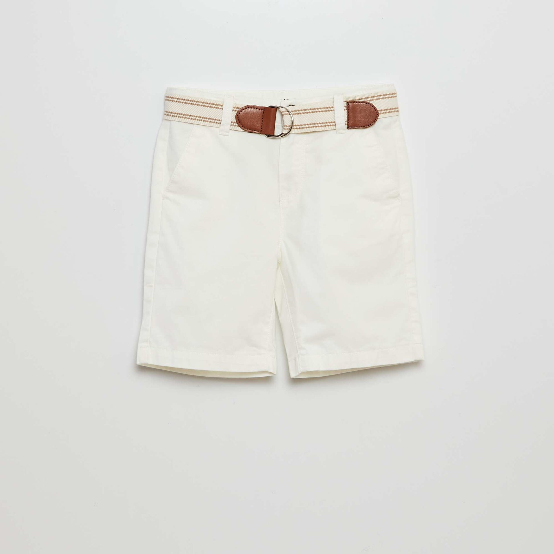 Lightweight Bermuda shorts with belt WHITE
