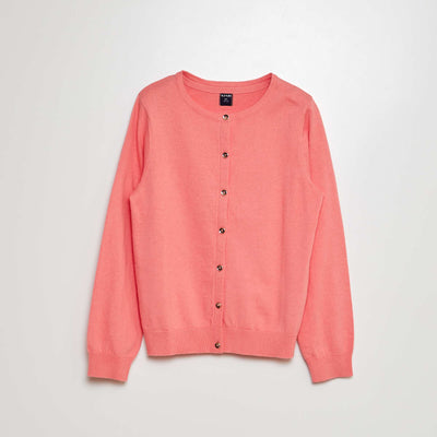 كارديجان محبوك سادة باللون الوردي