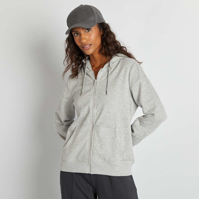 هودي بسحاب باللون الرمادي