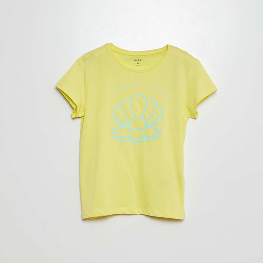 Printed jersey knit T-shirt YELLOW