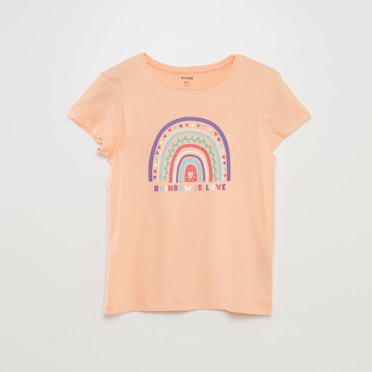 Printed basic T-shirt ORANGE