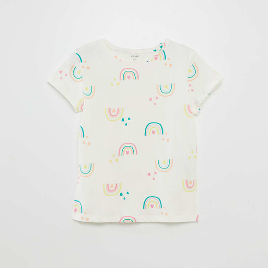 Printed basic T-shirt BEIGE