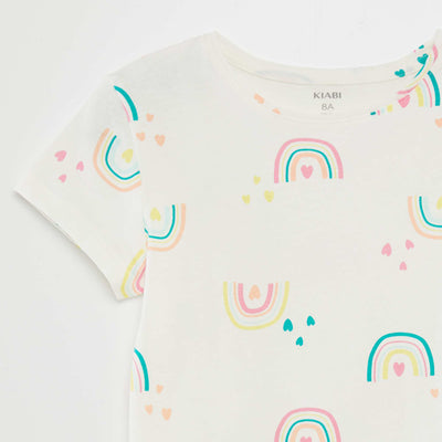 Printed basic T-shirt BEIGE