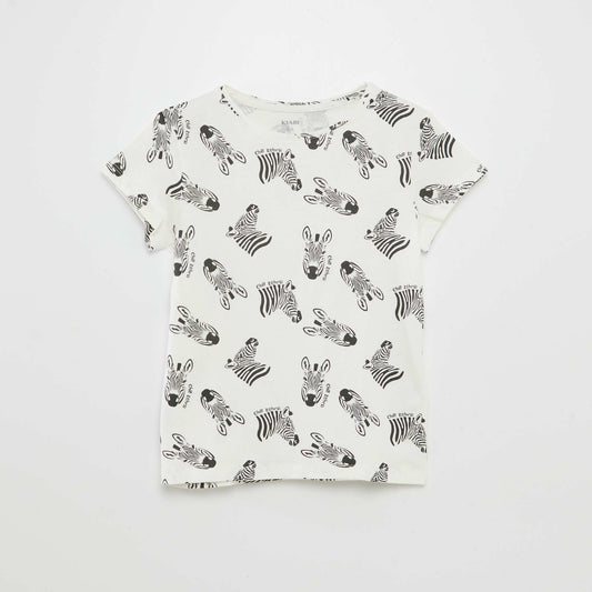 Printed basic T-shirt BEIGE