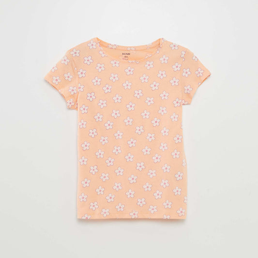 Printed basic T-shirt ORANGE