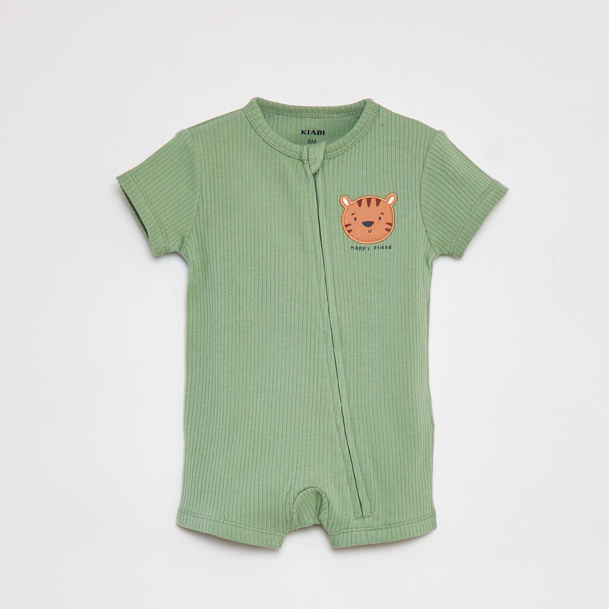 Lightweight zip-up sleepsuit GREEN