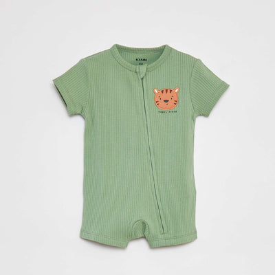Lightweight zip-up sleepsuit GREEN