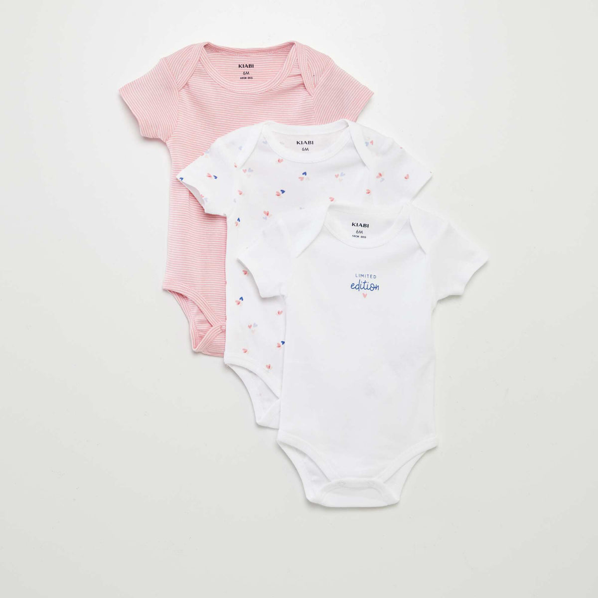 Pack of 3 Printed Cotton Bodysuits WHITE