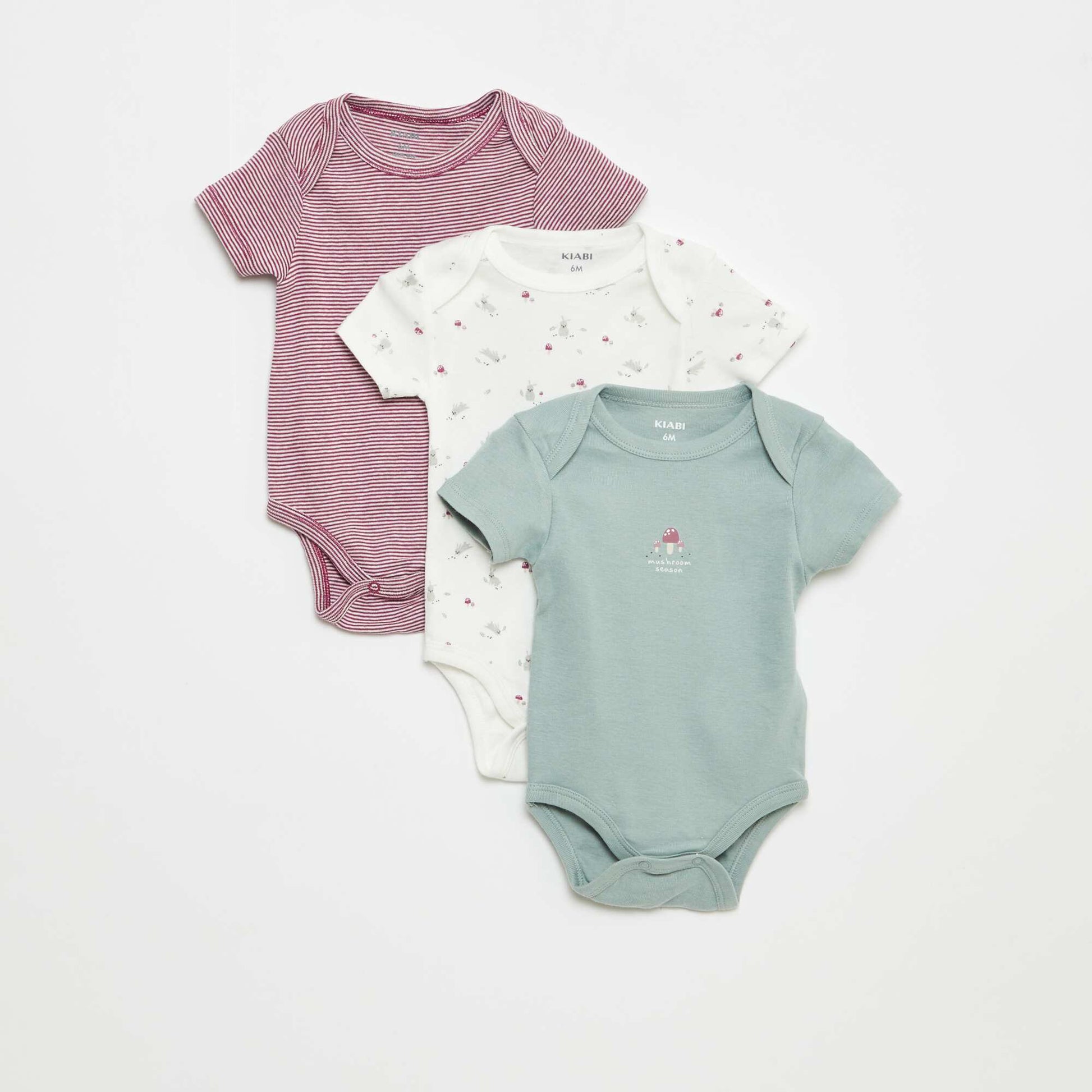 Printed Cotton Bodysuits - 3-Pack WHITE