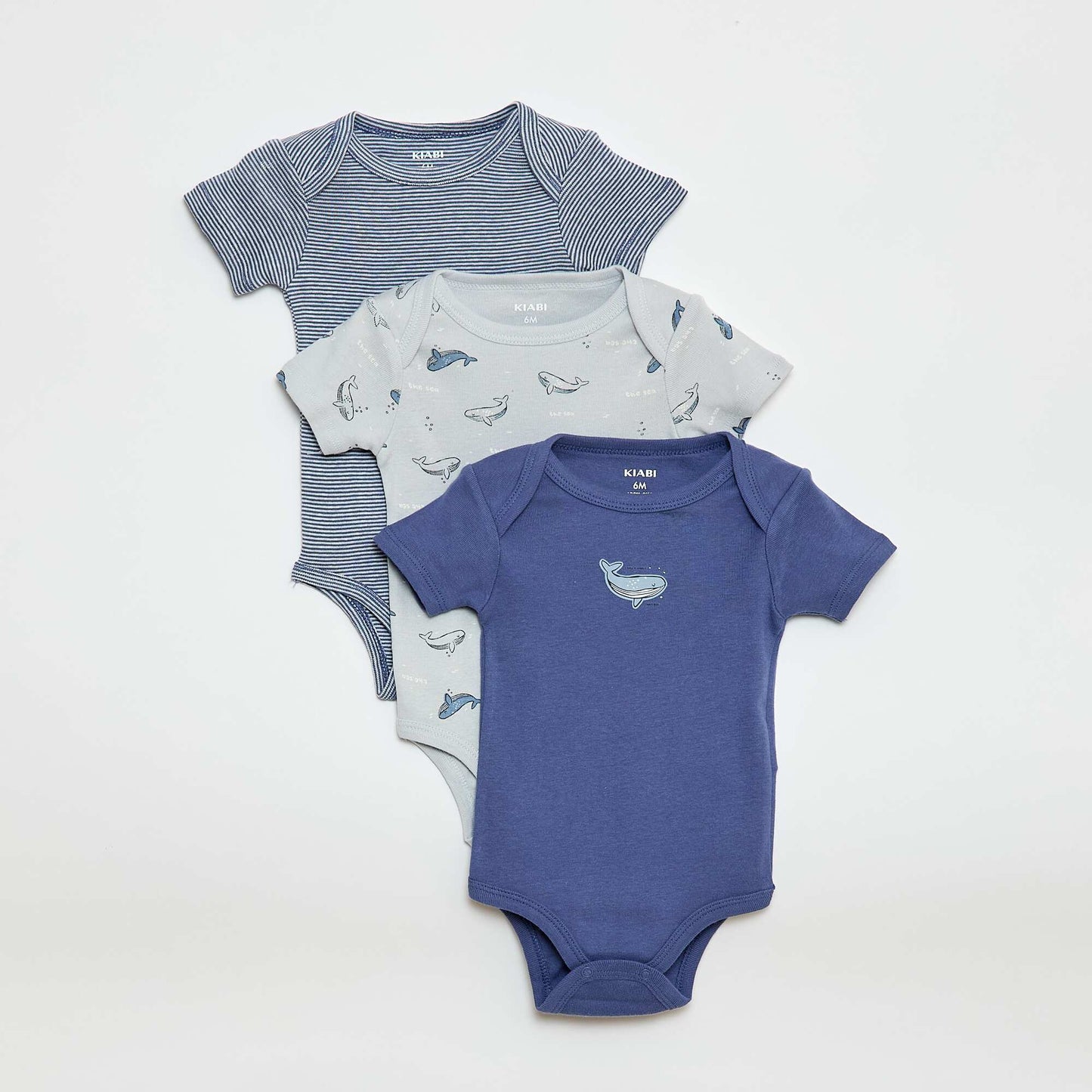 Printed cotton bodysuits - Pack of 3 BLUE
