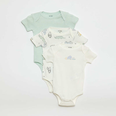 Printed cotton bodysuits - Pack of 3 WHITE