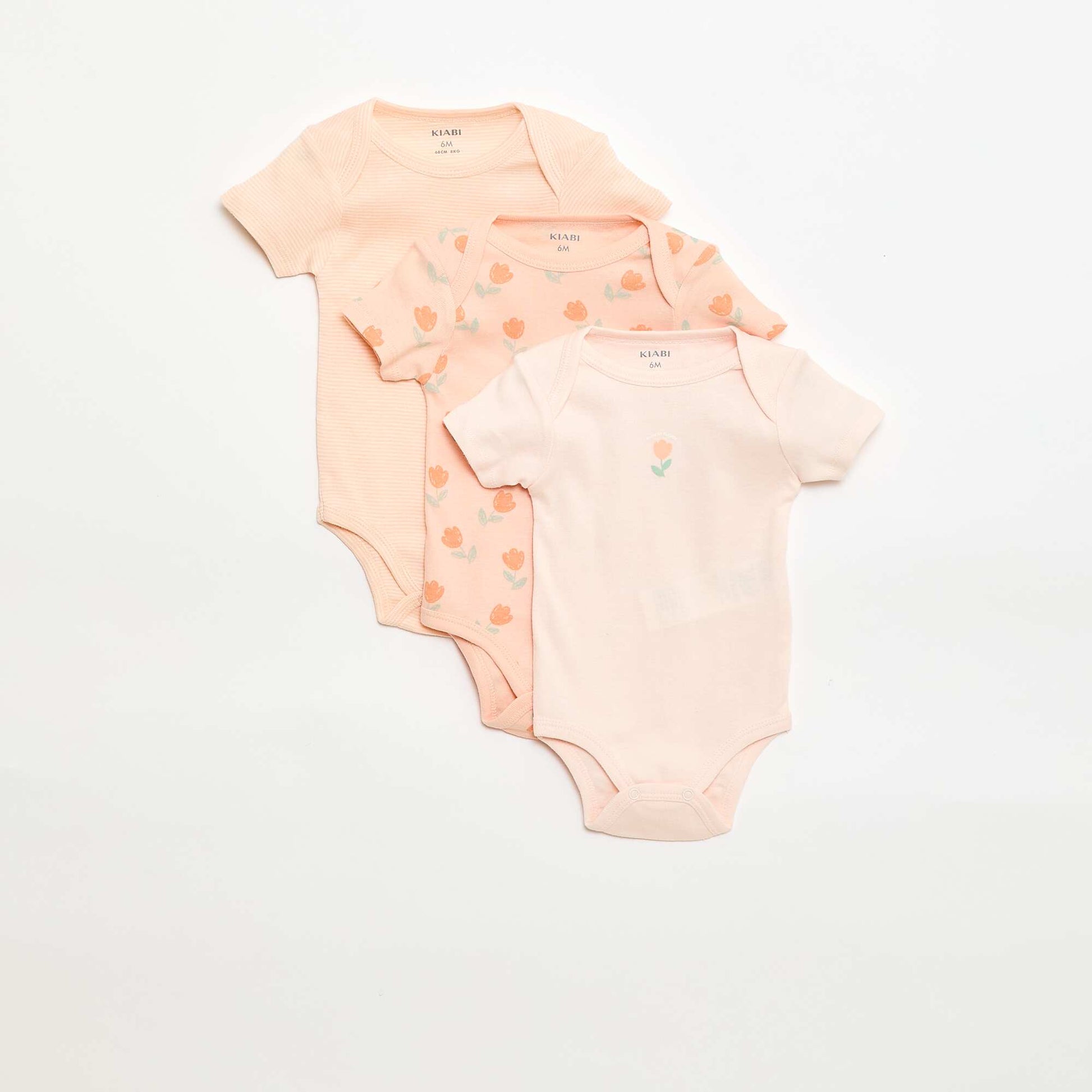 Printed cotton bodysuits - Pack of 3 ORANGE