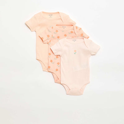 Printed cotton bodysuits - Pack of 3 ORANGE