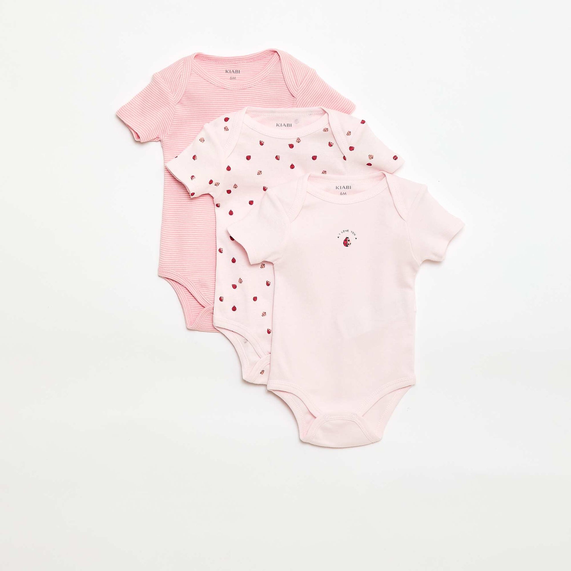 Printed cotton bodysuits - Pack of 3 PINK