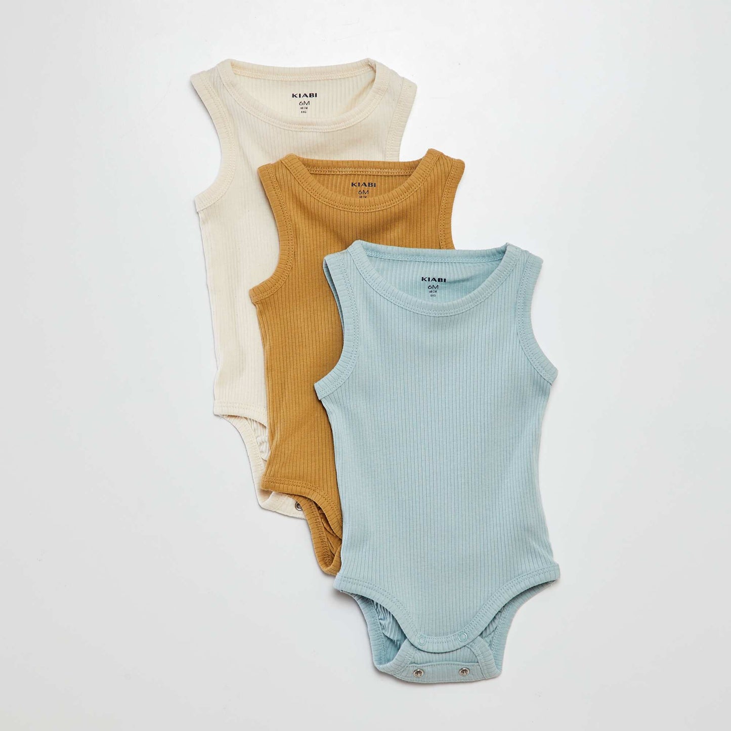 Set of 3 Adjustable Solid Strap Bodysuits BEIGE