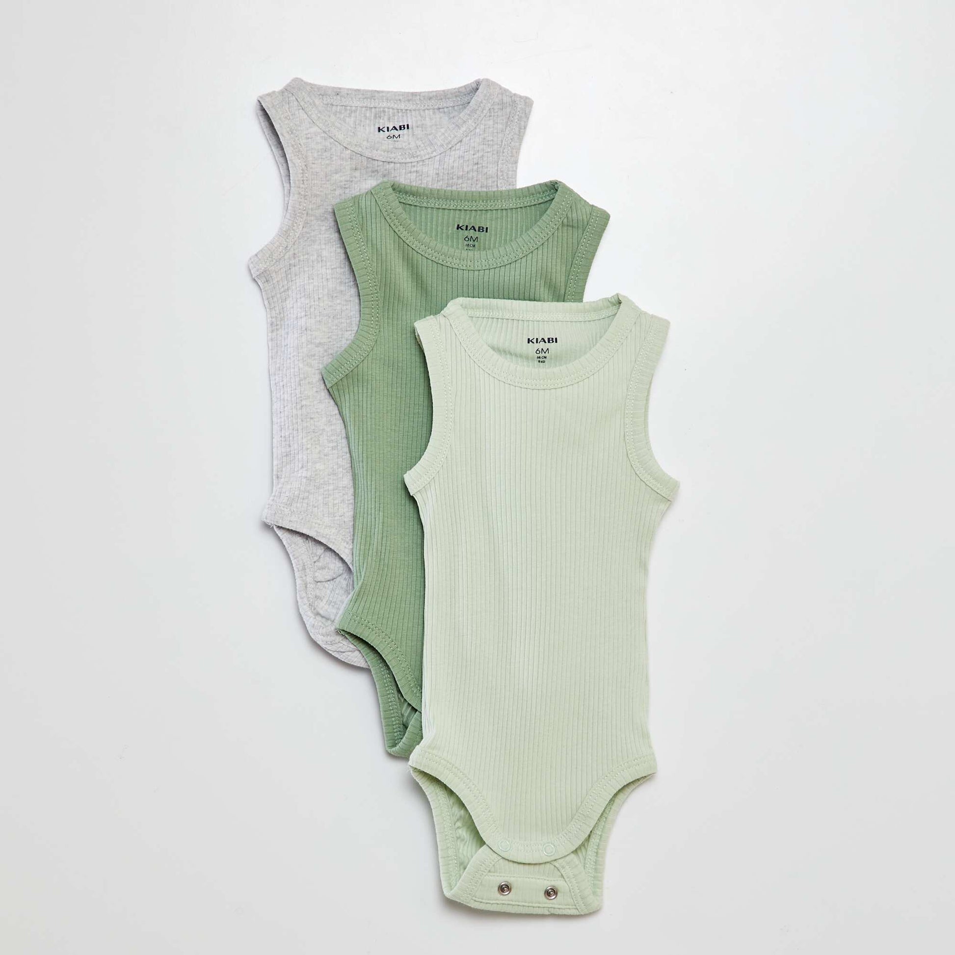 Set of 3 Adjustable Solid Strap Bodysuits GREEN