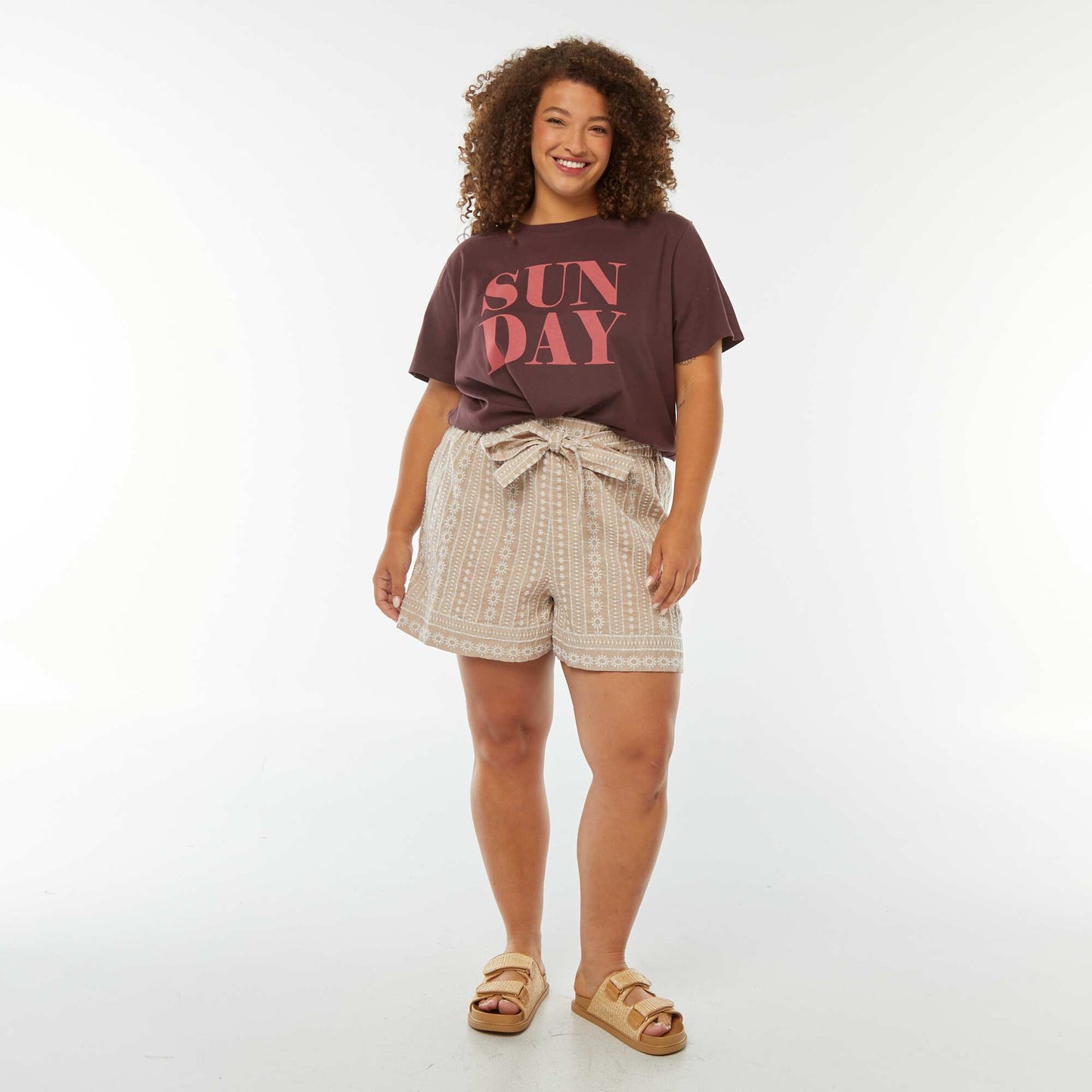 Short-sleeved printed T-shirt BROWN