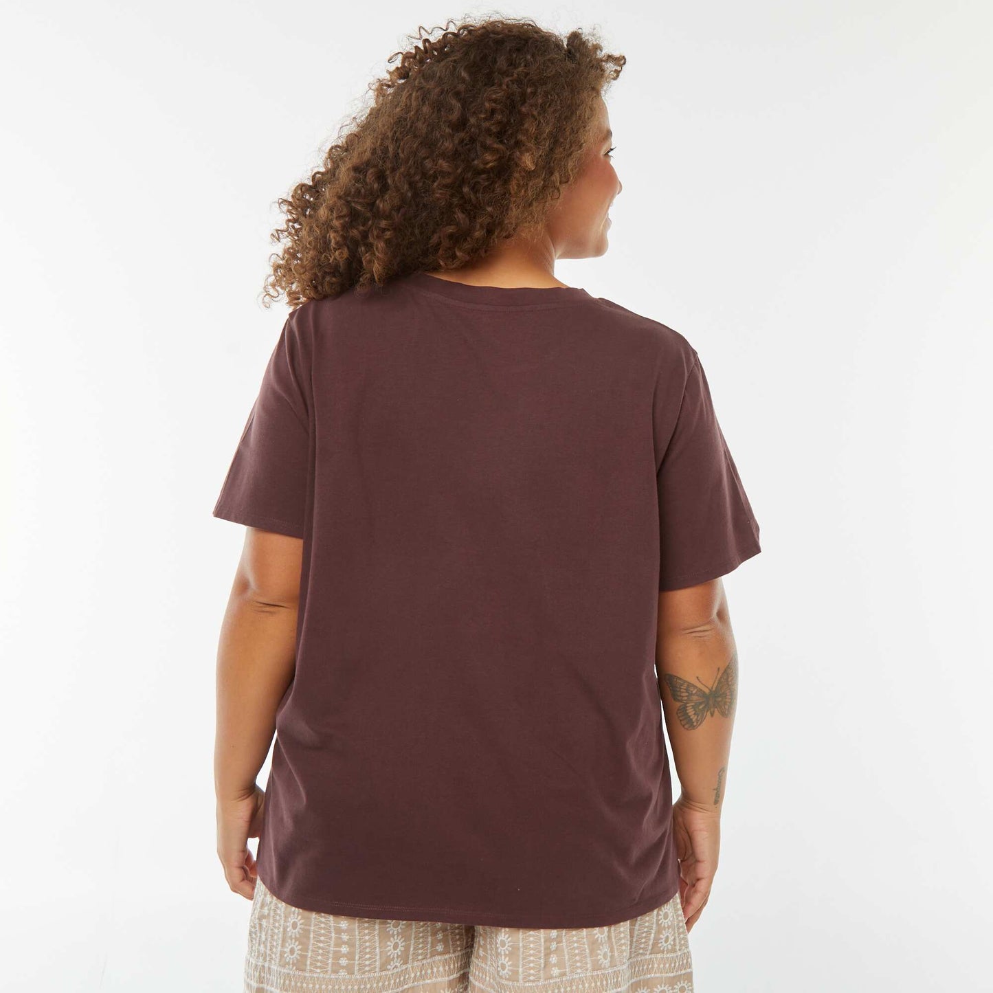 Short-sleeved printed T-shirt BROWN