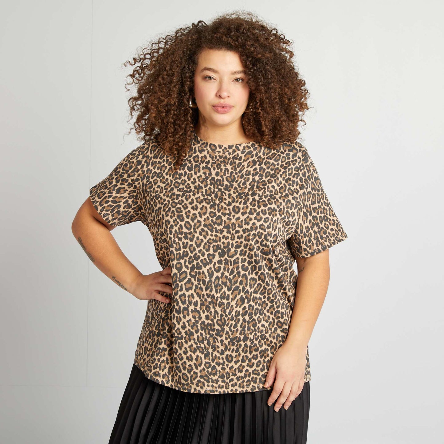 Short-Sleeved T-Shirt with Print BEIGE