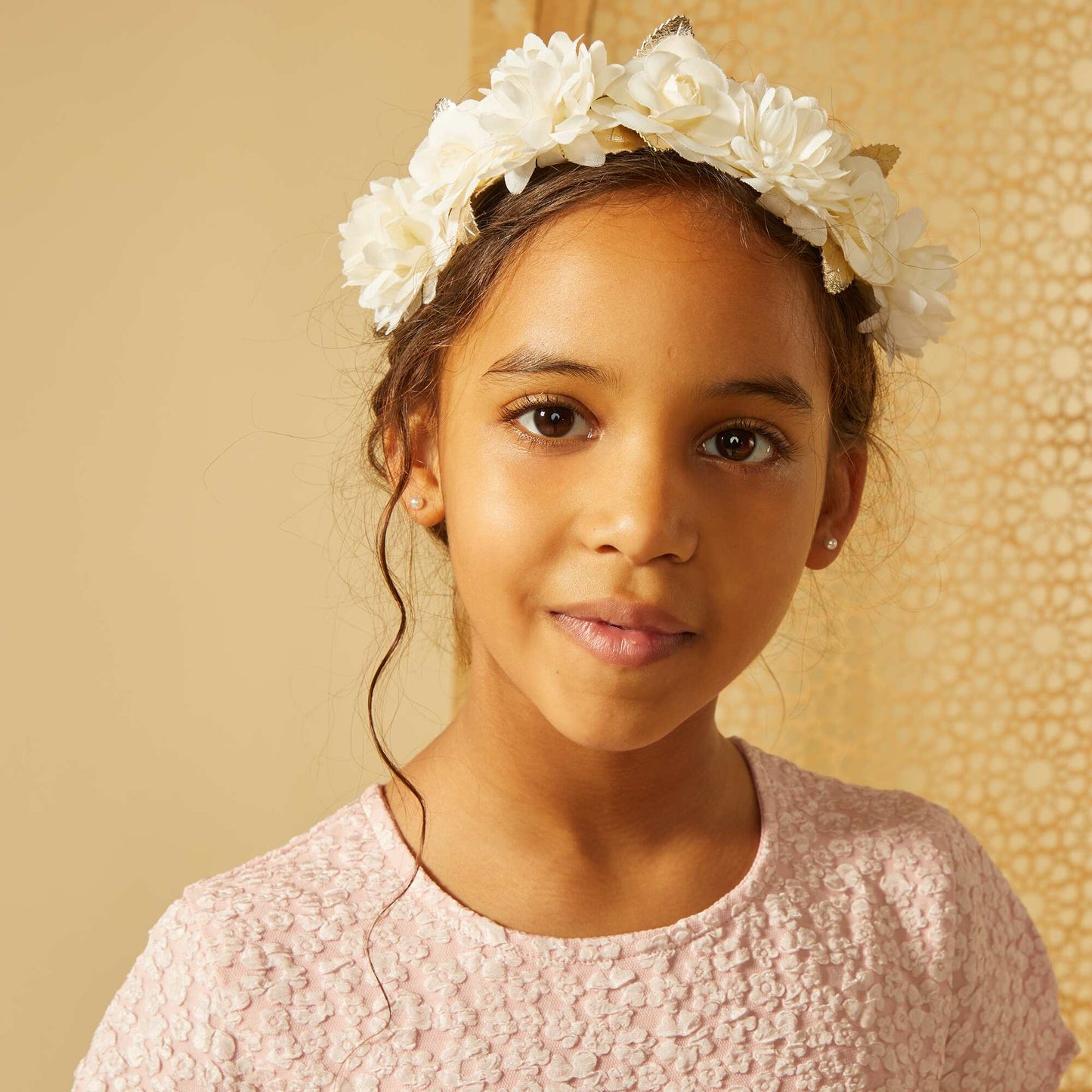 Headband with flowers WHITE