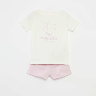 T-shirt and shorts pyjama set - 2-piece set PURPLE