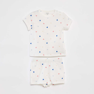 T-shirt + shorts pyjama set - 2-piece set WHITE