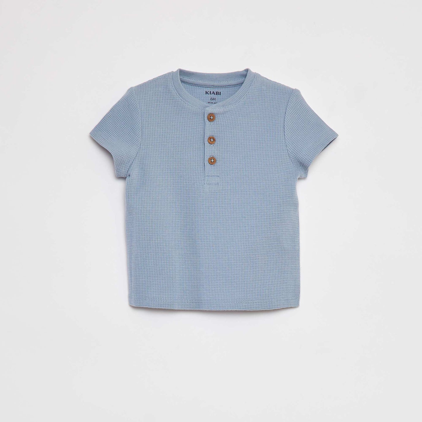 Waffle-knit T-shirt BLUE