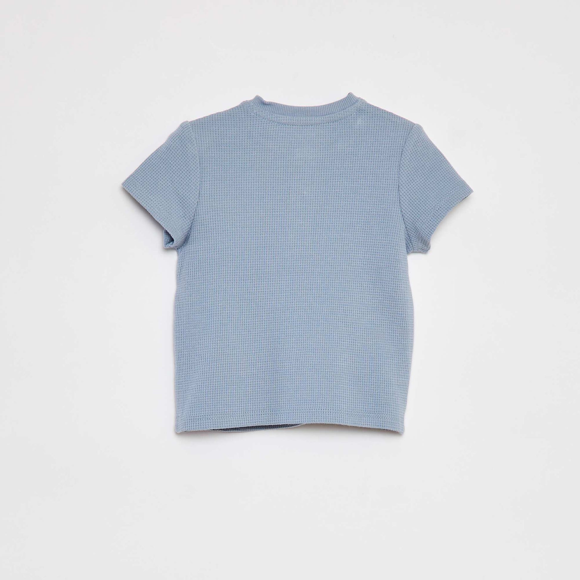 Waffle-knit T-shirt BLUE