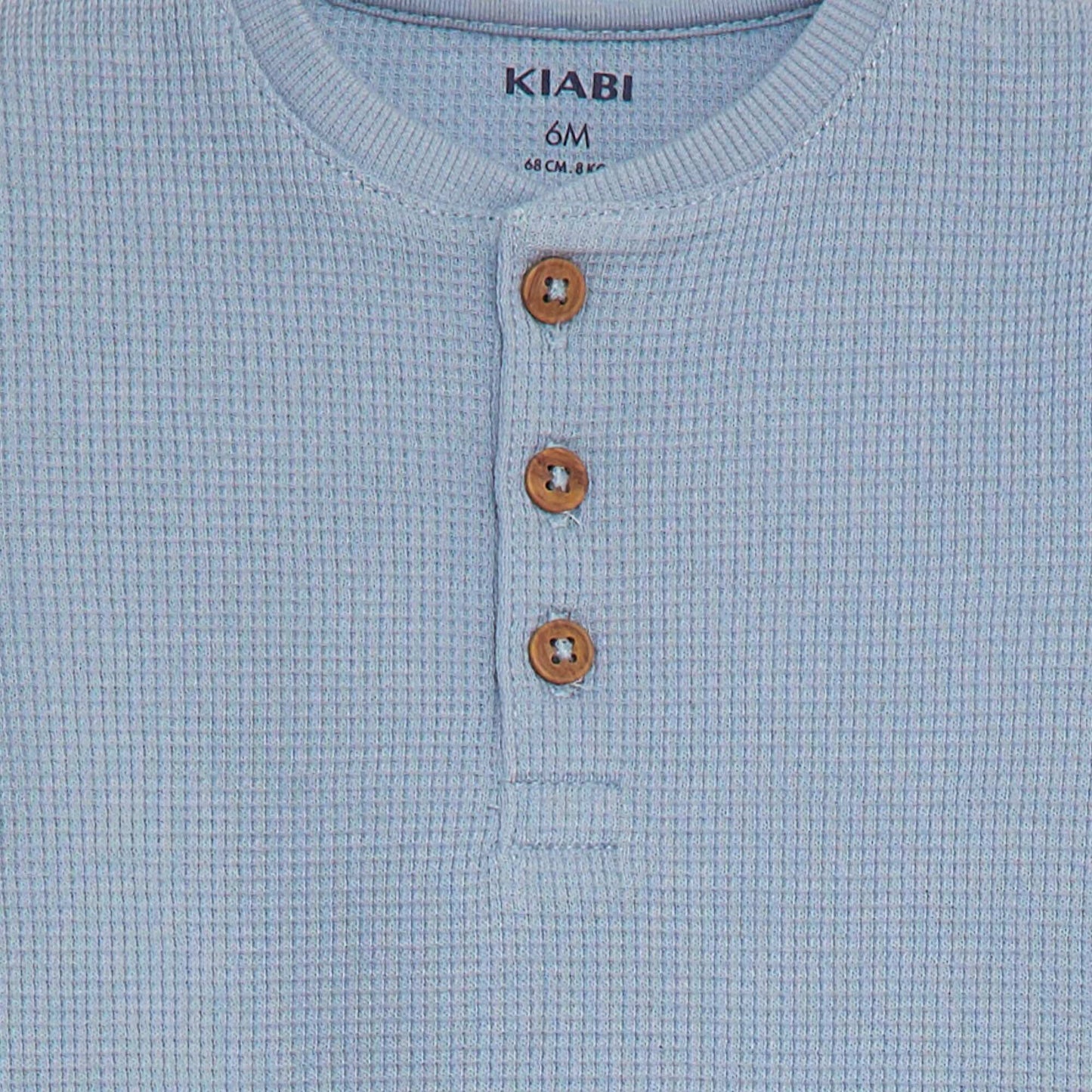 Waffle-knit T-shirt BLUE