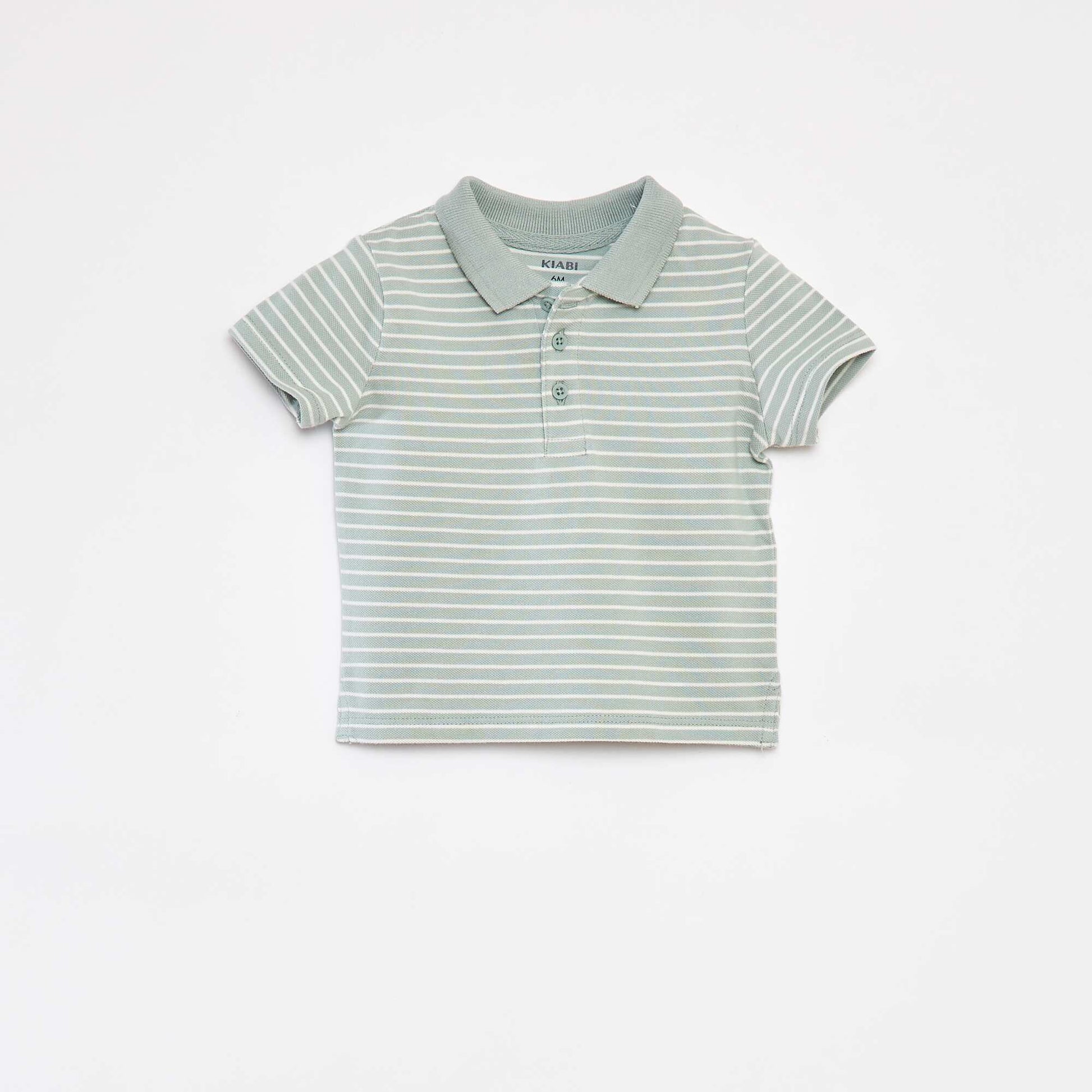 Cotton piqué short-sleeved polo shirt GREEN