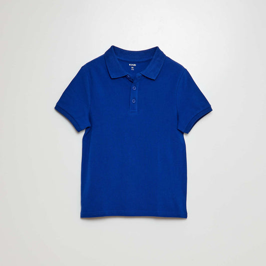 Plain piqué knit polo shirt BLUE