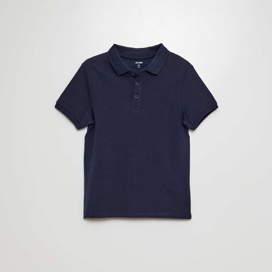 Plain piqué knit polo shirt BLUE