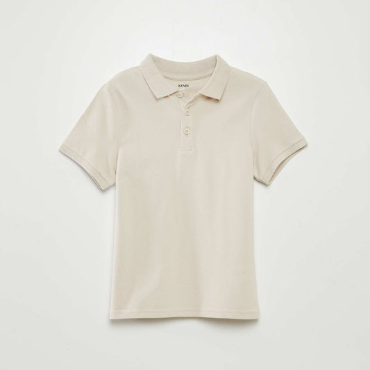 Plain piqué knit polo shirt BEIGE