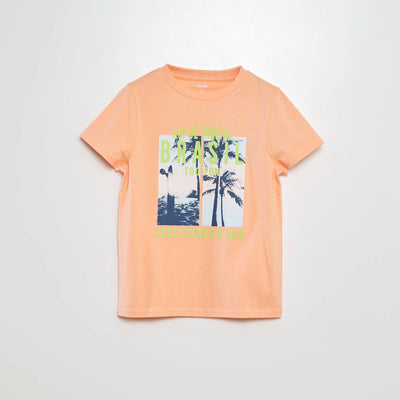 تي شيرت برتقالي بطبعة مرحة