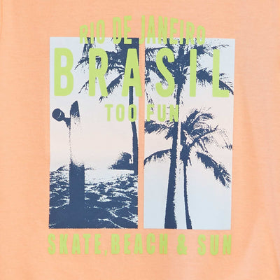 تي شيرت برتقالي بطبعة مرحة