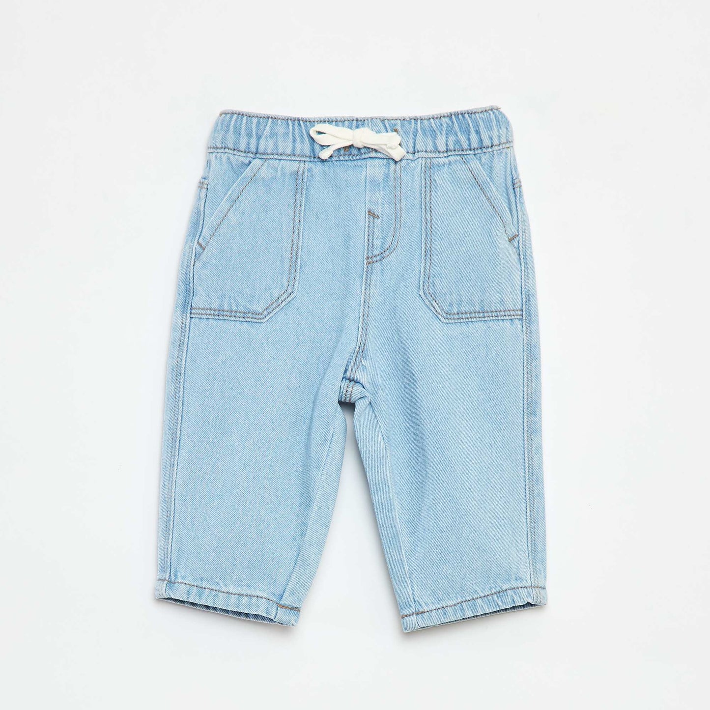 Denim trousers with elasticated waist BLUE