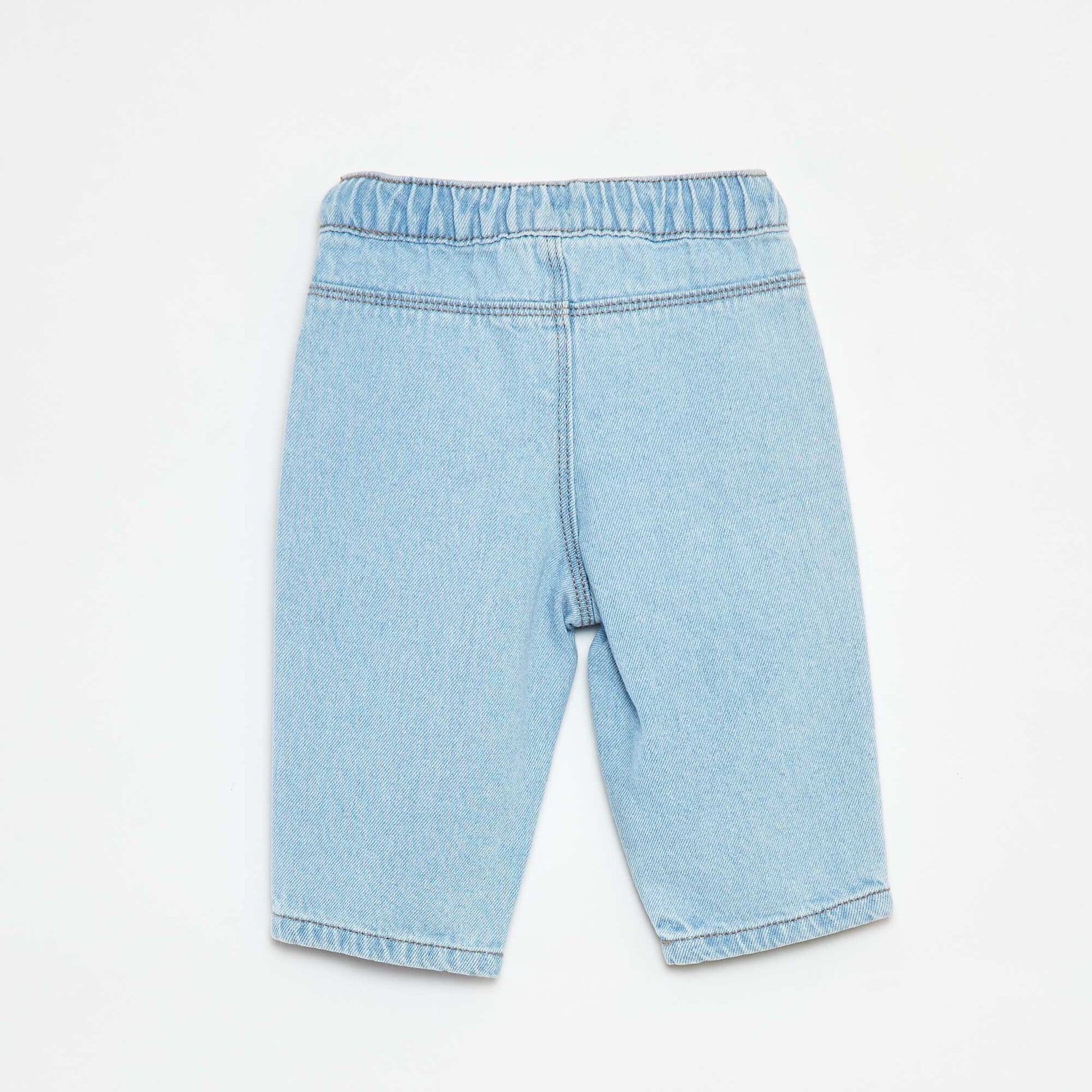 Denim trousers with elasticated waist BLUE
