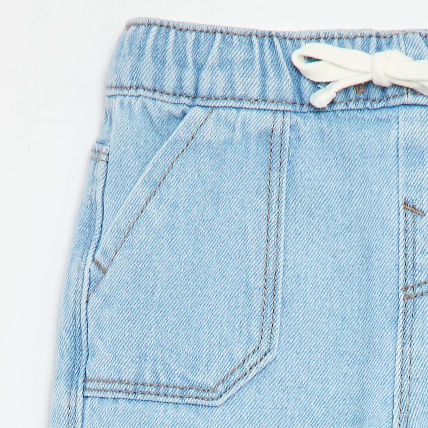 Denim trousers with elasticated waist BLUE