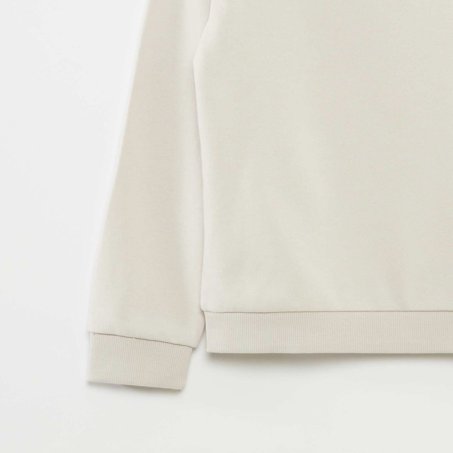 Plain French terry sweatshirt with round neck BEIGE
