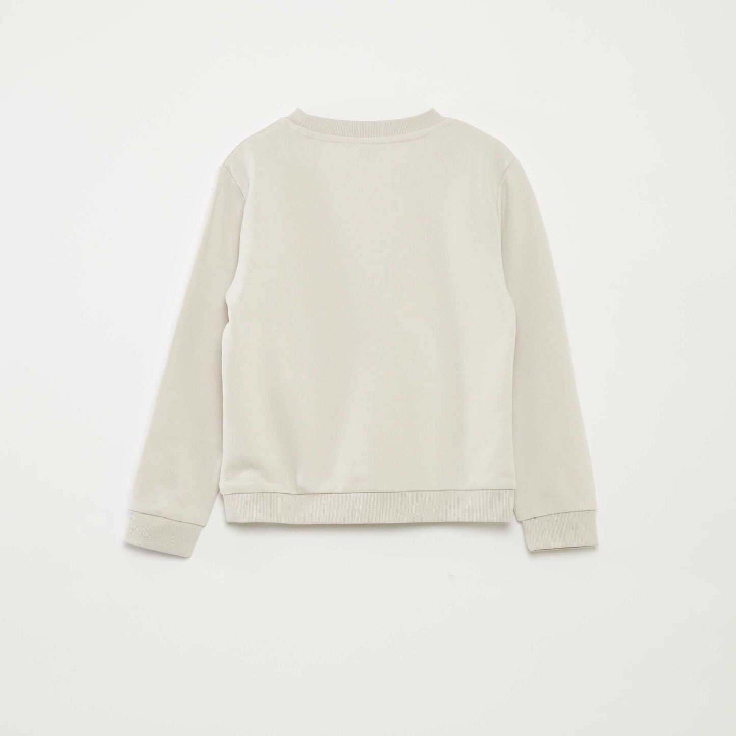 Plain French terry sweatshirt with round neck BEIGE