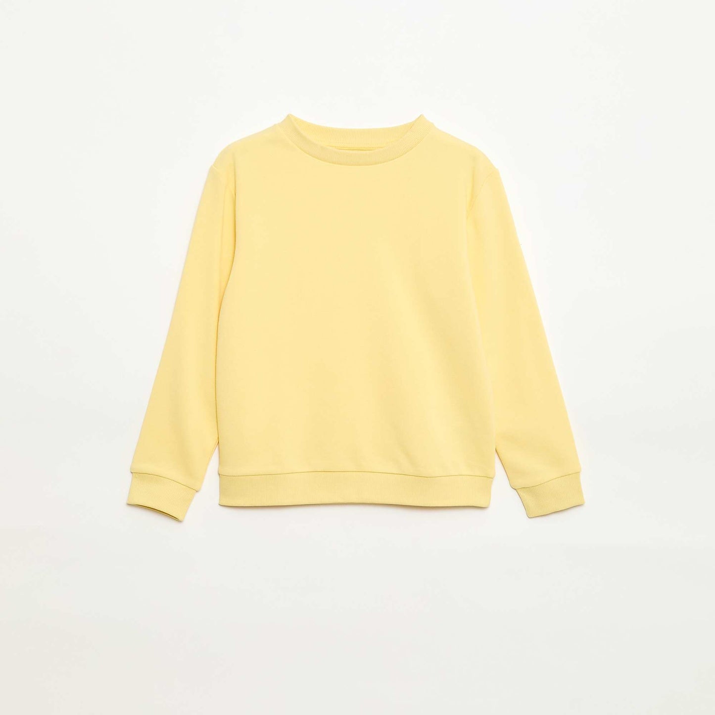 Plain French terry sweatshirt with round neck YELLOW