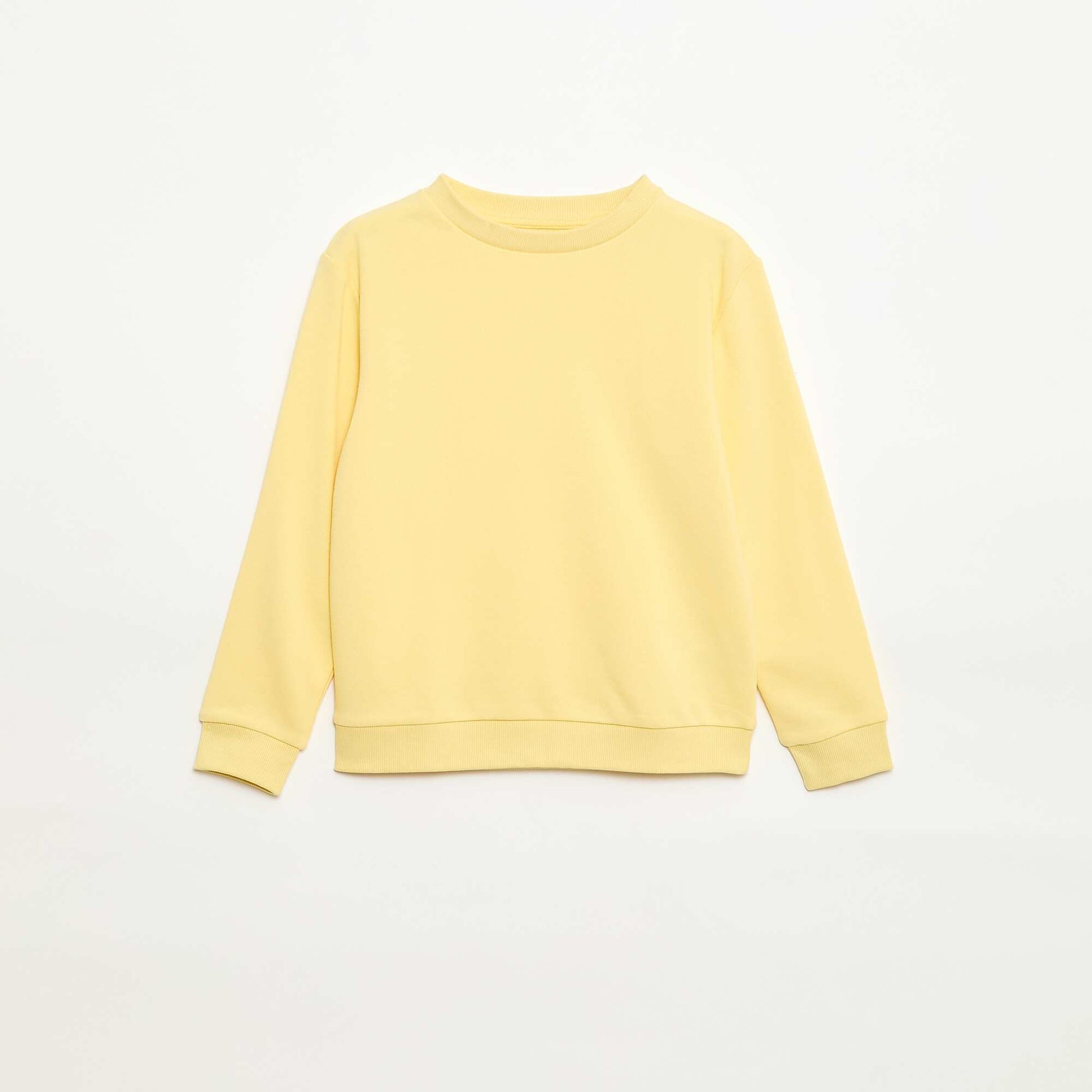 Plain French terry sweatshirt with round neck YELLOW