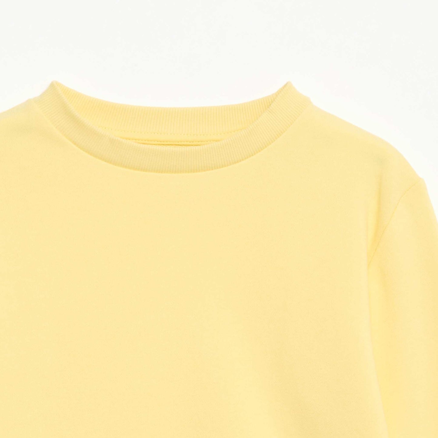 Plain French terry sweatshirt with round neck YELLOW